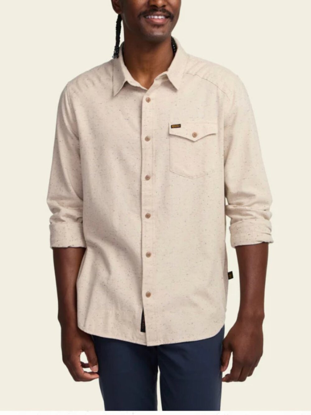 Howler Bros Beige Speckled Button-Up Shirt La Grange Lightweight Flannel Large